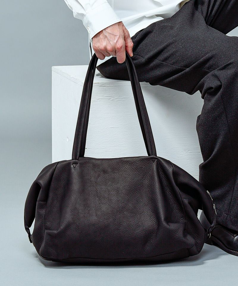 MR.OLIVE E.O.I】WATER PROOF WASHABLE LEATHER -DRAPE BOSTON BAG