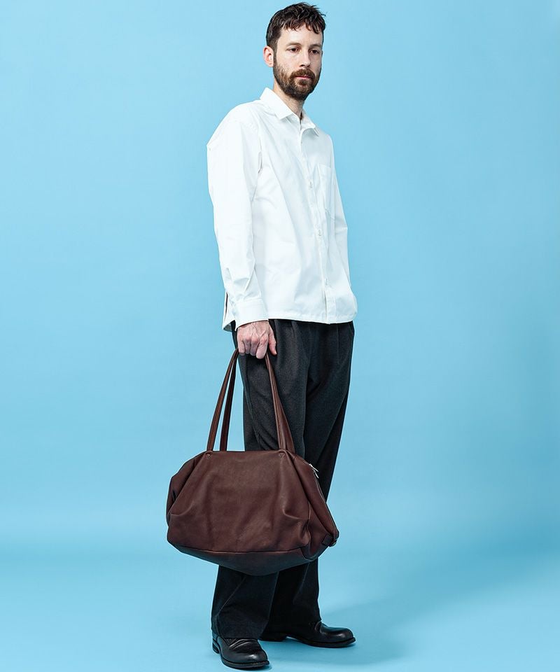 MR.OLIVE E.O.I】WATER PROOF WASHABLE LEATHER -DRAPE BOSTON BAG