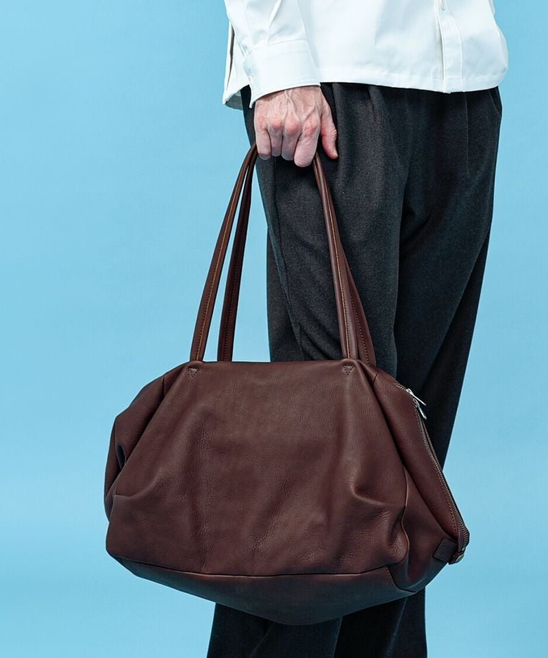 MR.OLIVE E.O.I】WATER PROOF WASHABLE LEATHER -DRAPE BOSTON BAG