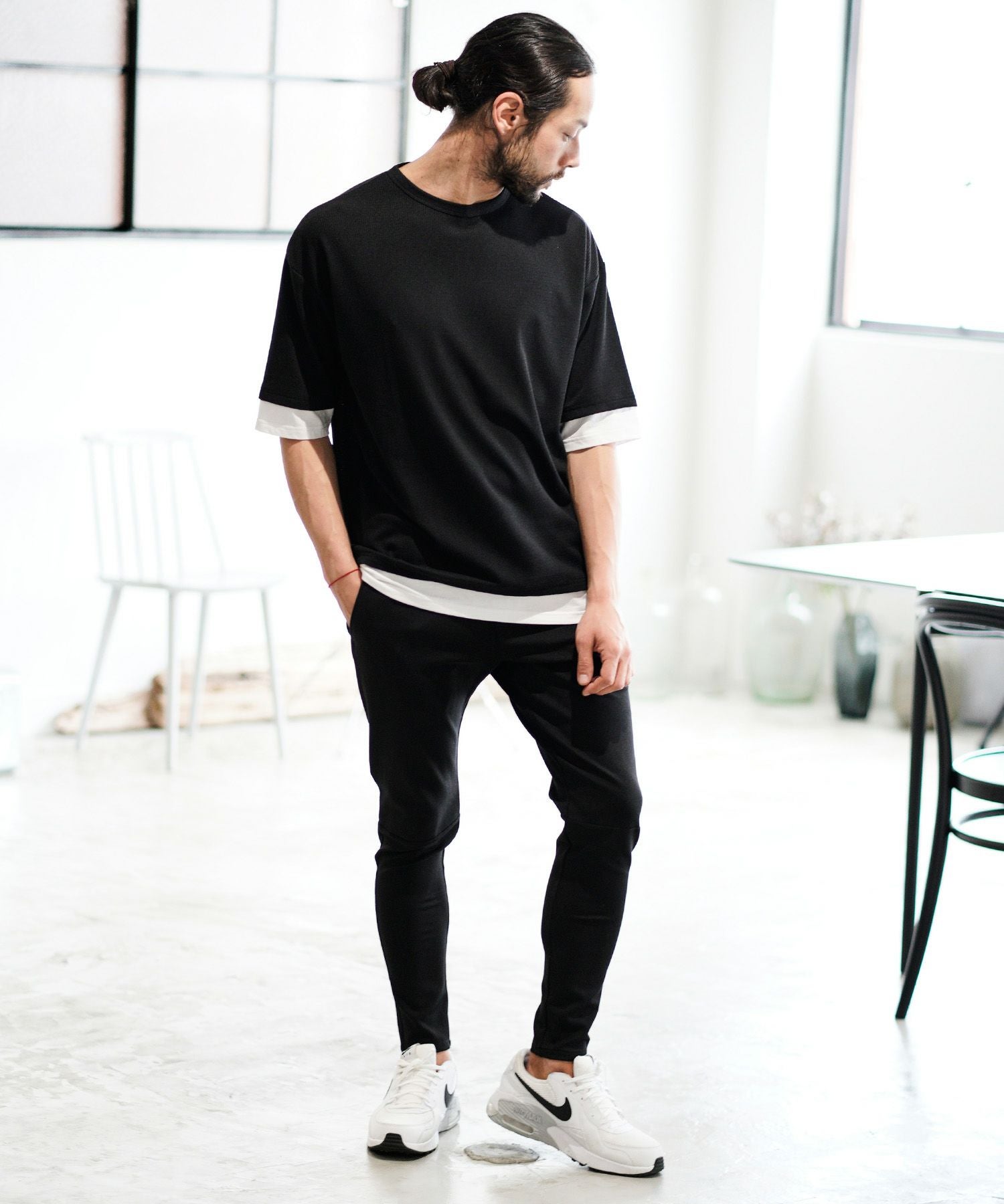 CAMBIO ハイストレッチナイロンテーパードパンツ M ネイビー 50%OFF【CAMBIO(カンビオ)】ナイロンストレッチバルーンテーパード