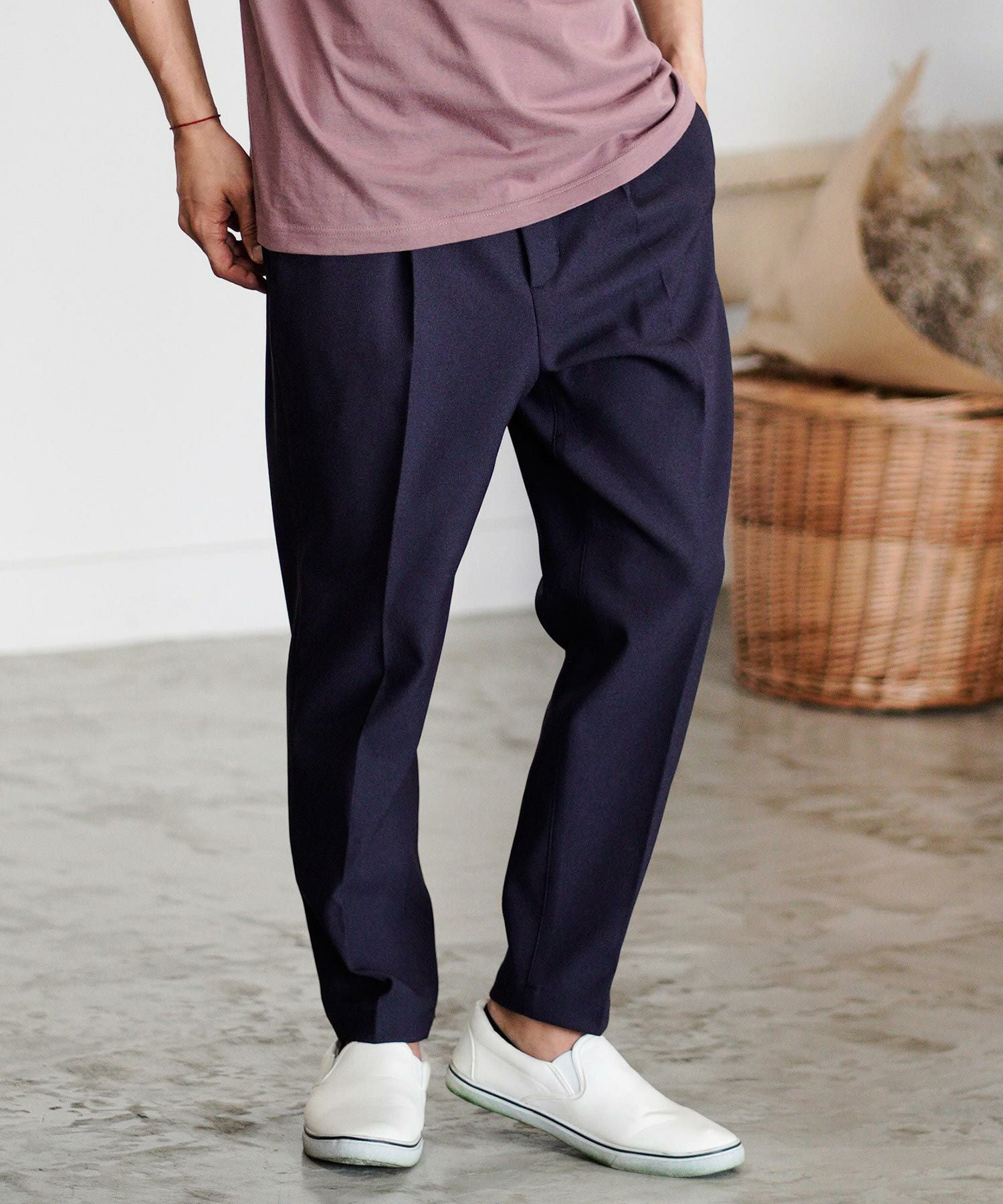 30%OFF【CAMBIO(カンビオ)】テーパードライン裾シングルトラウザー