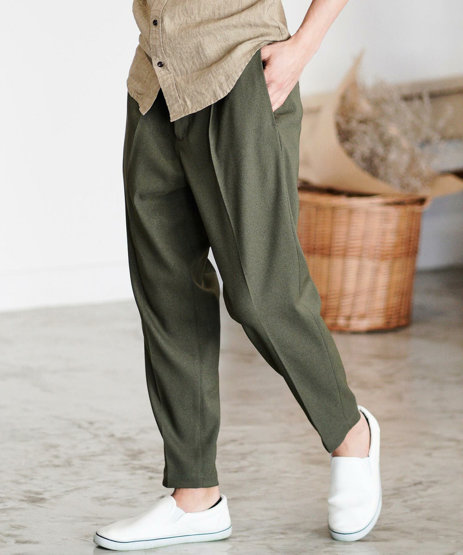 30%OFF【CAMBIO(カンビオ)】テーパードライン裾シングルトラウザー
