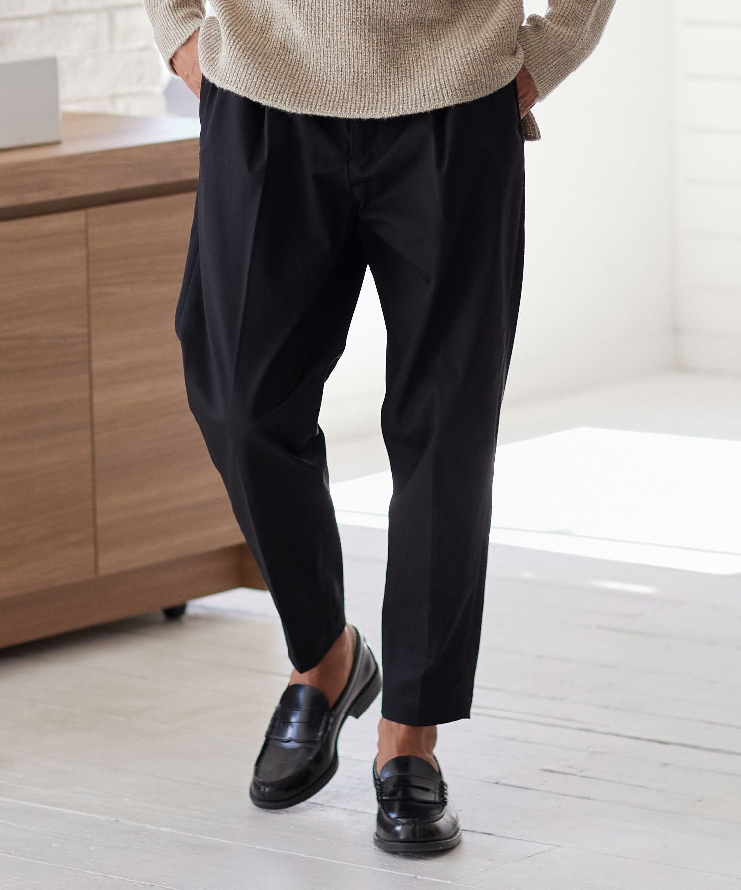 30%OFF【CAMBIO(カンビオ)】裾シングルテーパードパンツ（チノver