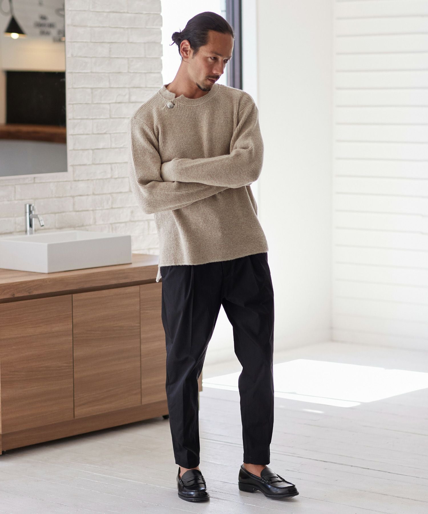 30%OFF【CAMBIO(カンビオ)】裾シングルテーパードパンツ（チノver