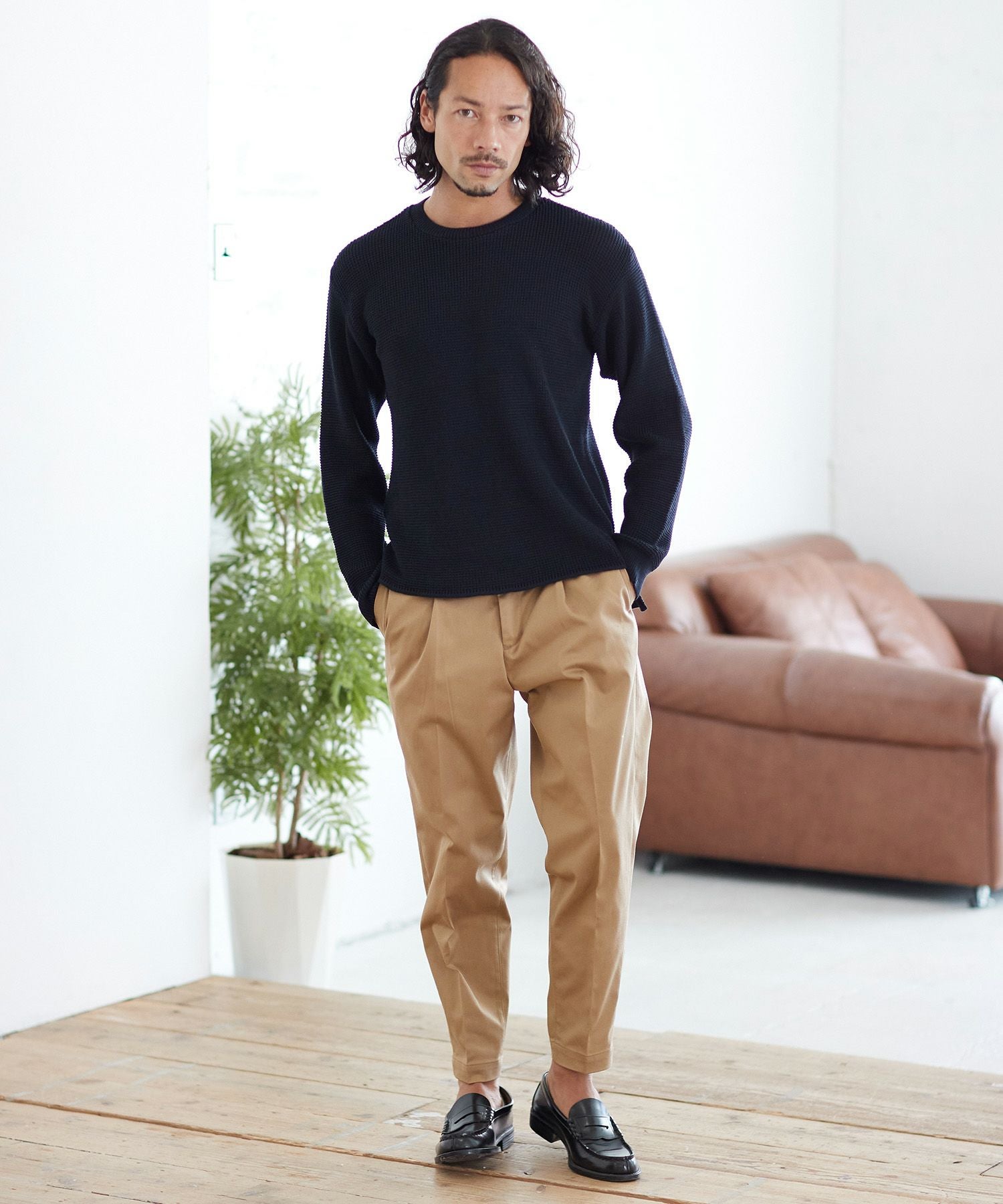 30%OFF【CAMBIO(カンビオ)】裾シングルテーパードパンツ（チノver