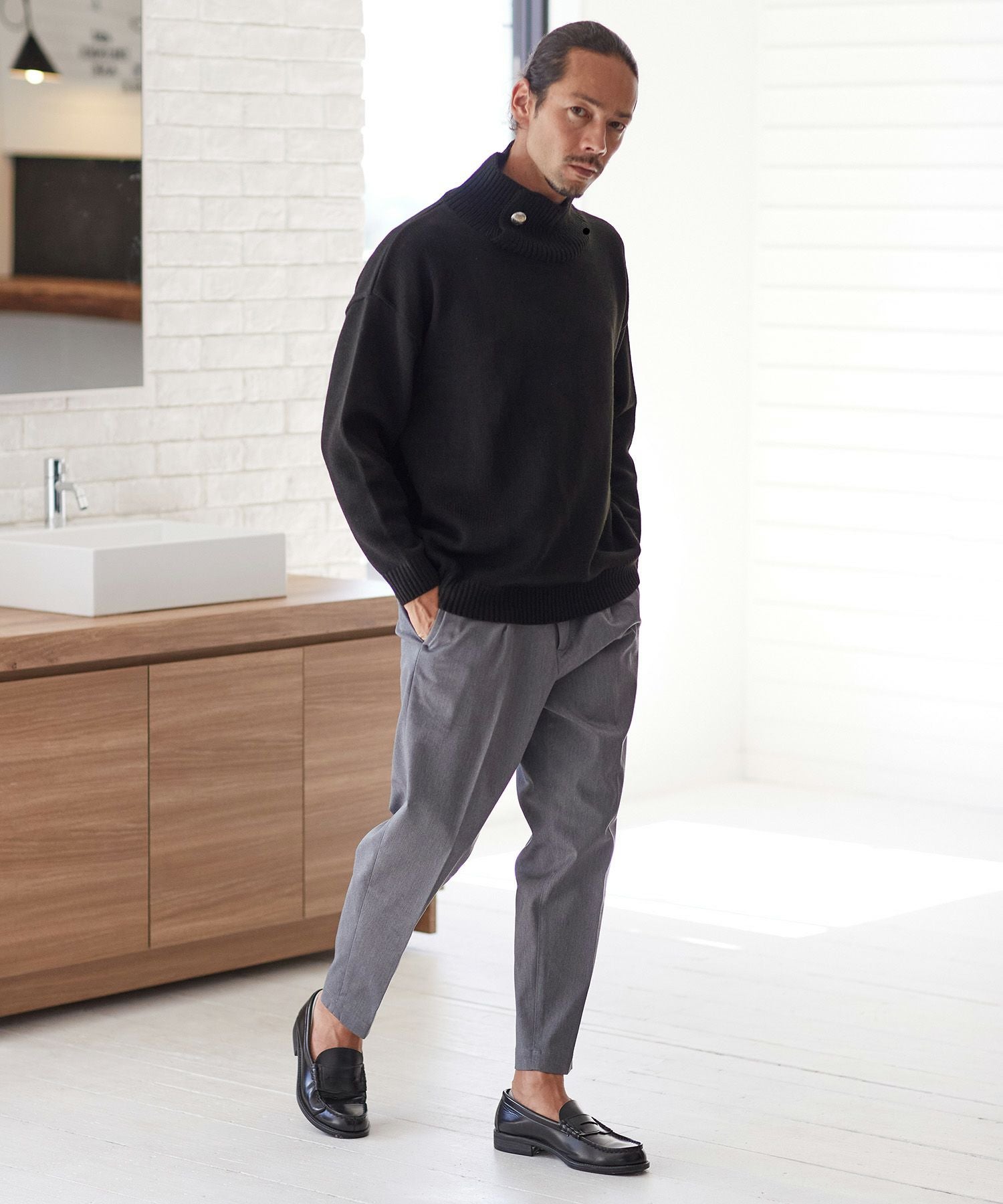 30%OFF【CAMBIO(カンビオ)】裾シングルテーパードパンツ（チノver