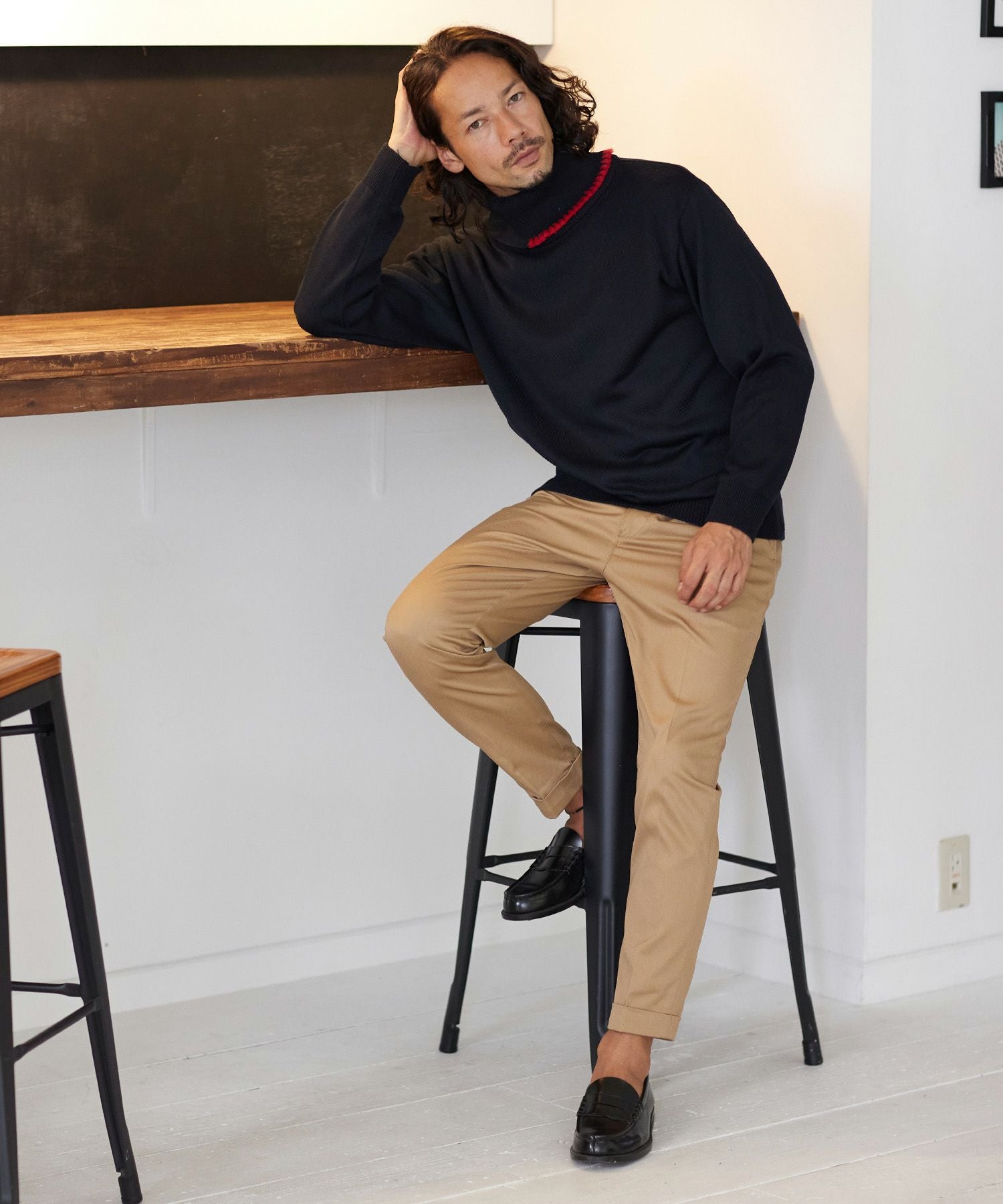 30%OFF【CAMBIO(カンビオ)】裾ダブルテーパードパンツ（チノver