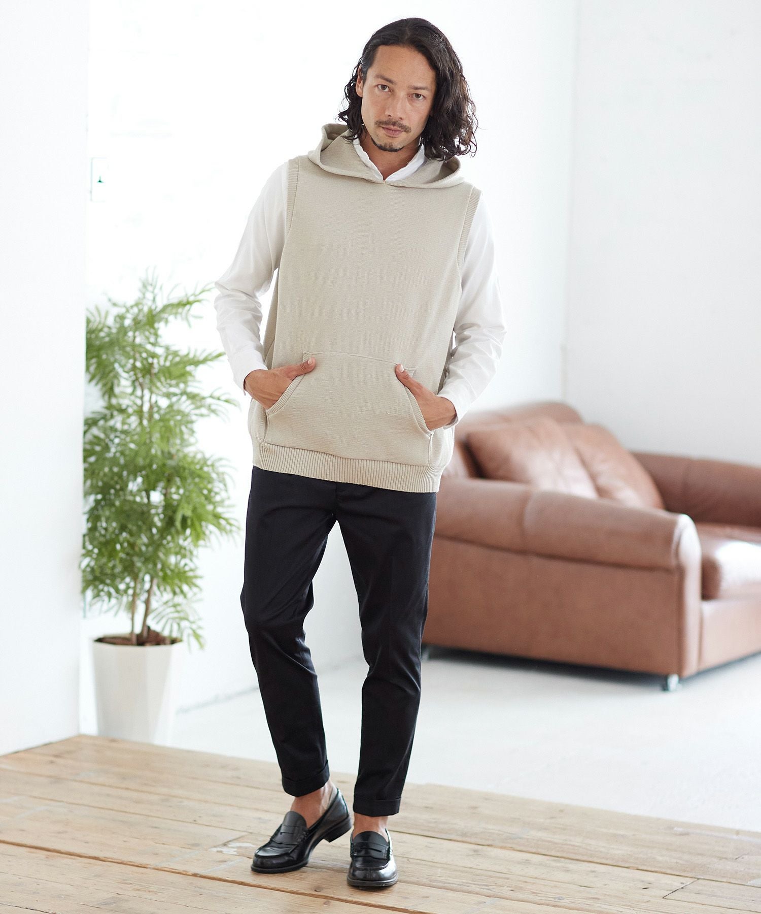 30%OFF【CAMBIO(カンビオ)】裾ダブルテーパードパンツ（チノver