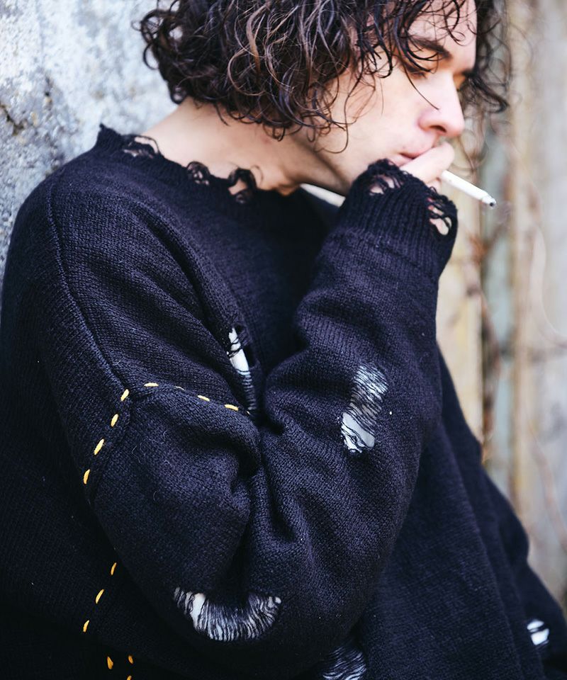 70%OFF【glamb(グラム)】Heavy Damaged Knit ヘヴィダメージニット 