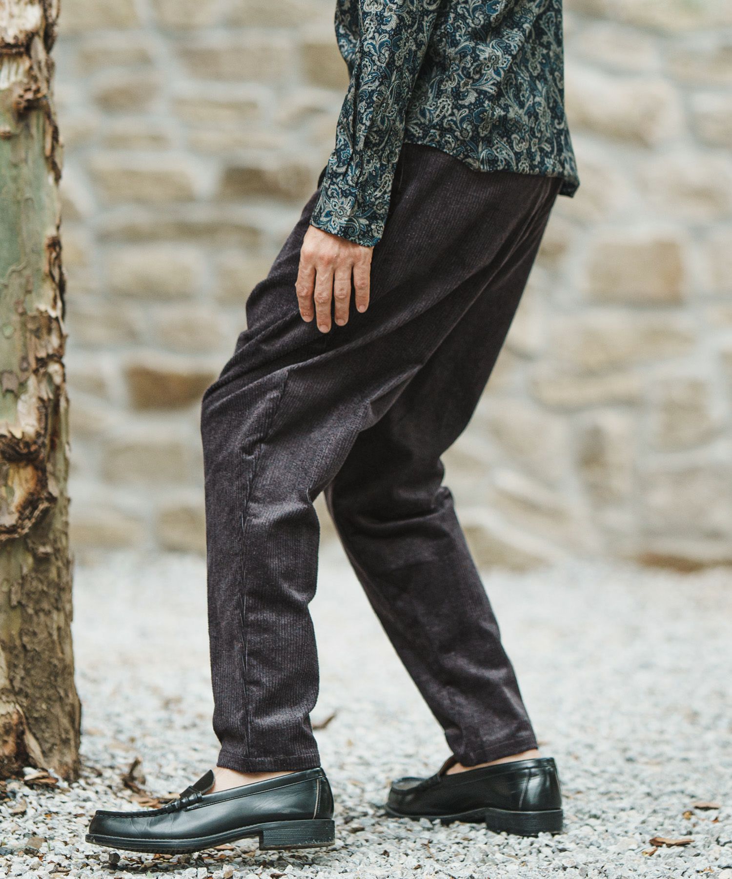 CAMBIO コーデュロイストレッチ ソフトサルエルテーパードパンツ CAMBIO(カンビオ)】Middle Wale Corduroy Stretch Soft Sarrouel