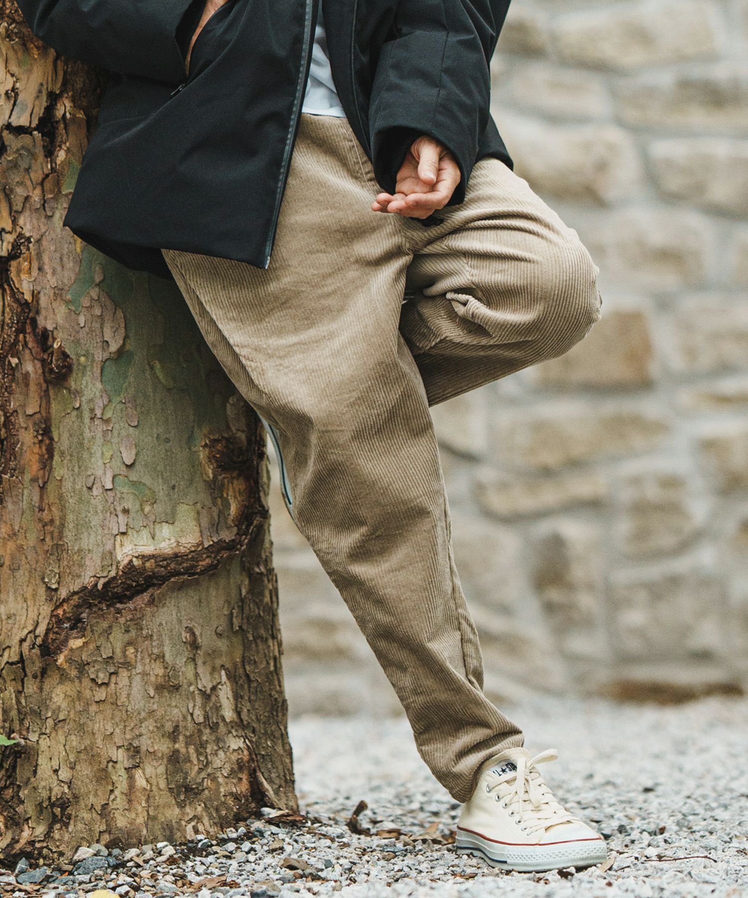 CAMBIO ベージュ コーデュロイ サルエルパンツ テーパードパンツ CAMBIO(カンビオ)】Middle Wale Corduroy Stretch Soft Sarrouel