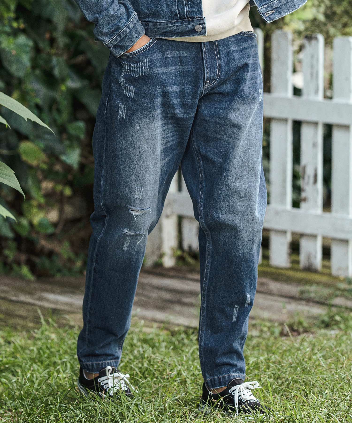 CAMBIO(カンビオ)】ダメージ加工バルーンデニムパンツ(22138CM