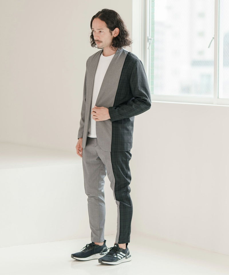 60%OFF【CAMBIO(カンビオ)】チェック切替テーラードジャケット 