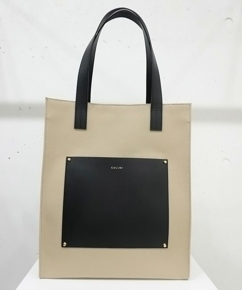 30%OFF【CULLNI(クルニ)】Leather Pocket Canvas Tote トートバッグ(BG 
