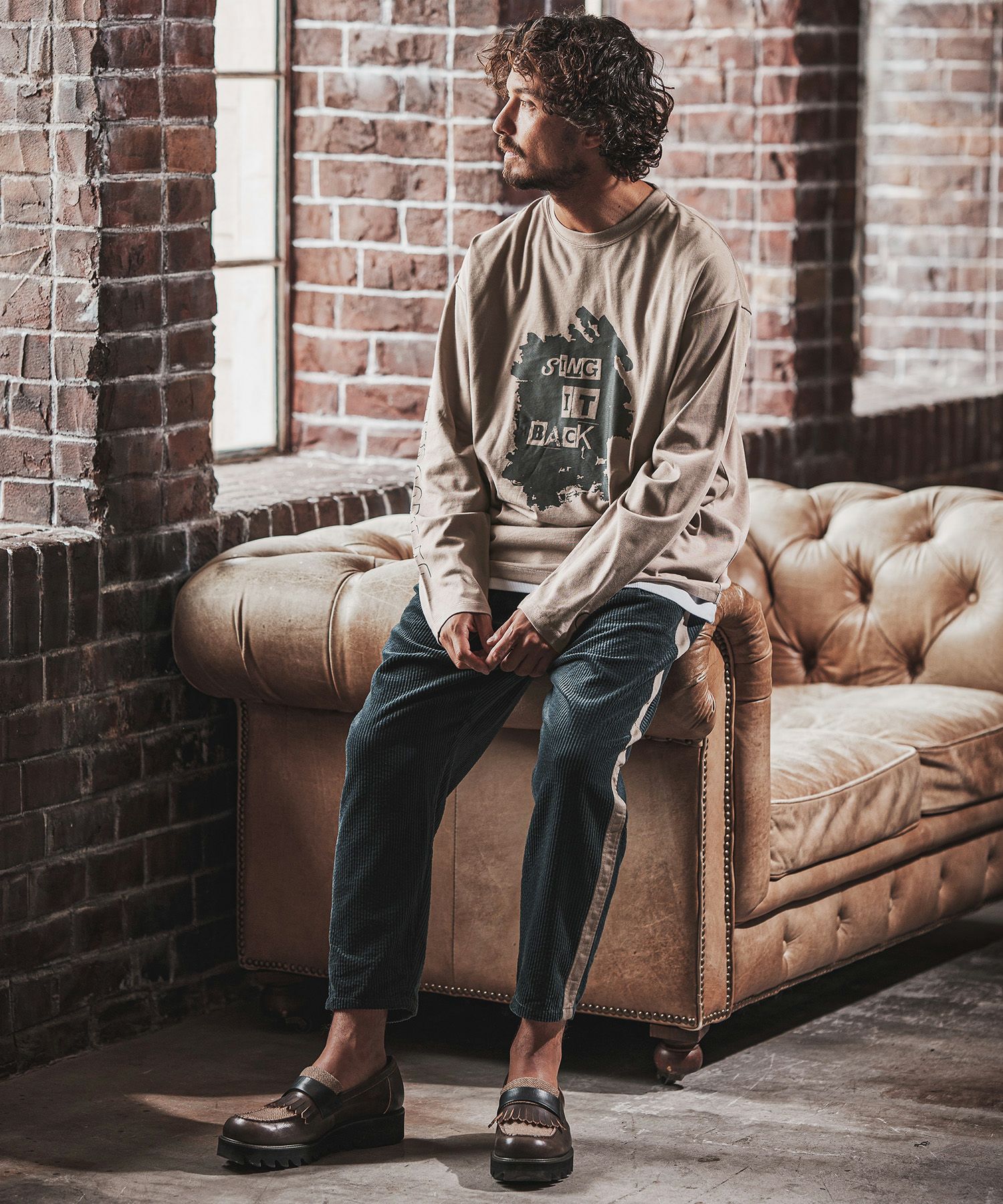 70%OFF【FACTOTUM(ファクトタム)】Graphic Design Print Long-sleeve T