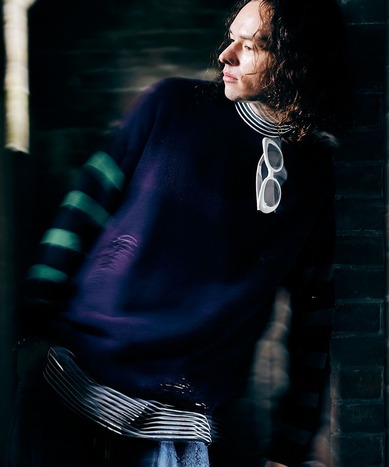 50%OFF【glamb(グラム)】Damaged Border Knit ダメージボーダーニット 
