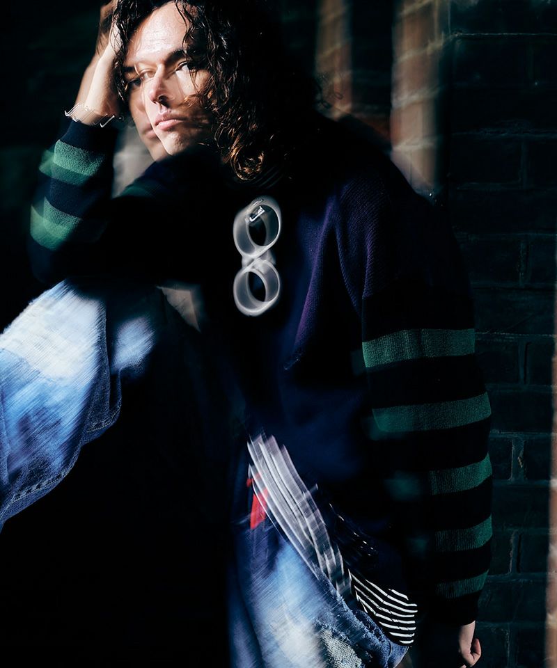 50%OFF【glamb(グラム)】Damaged Border Knit ダメージボーダーニット 