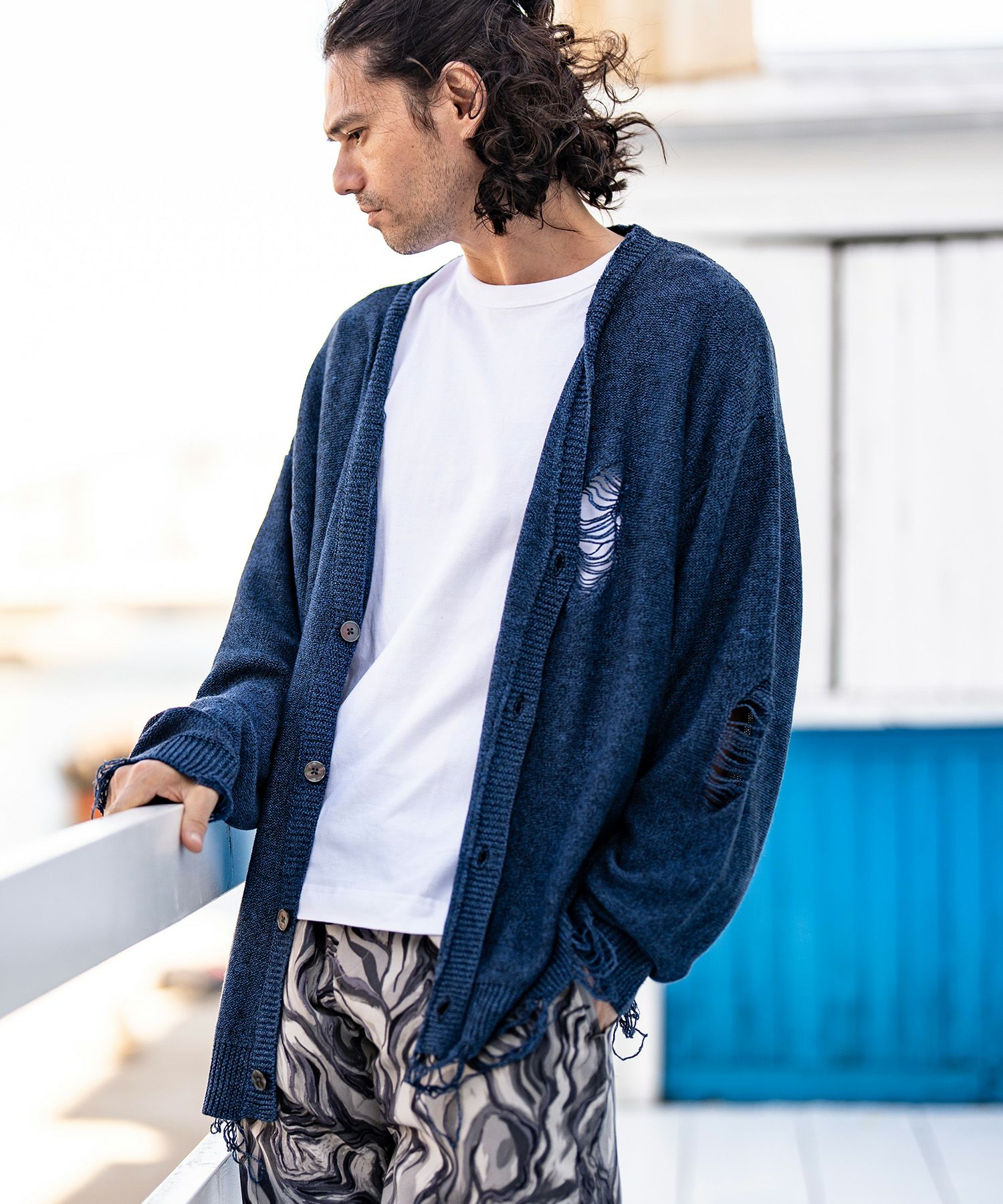 ニットカーディガン 60%OFF【CAMBIO(カンビオ)】メランジダメージカーディガン | CAMBIO