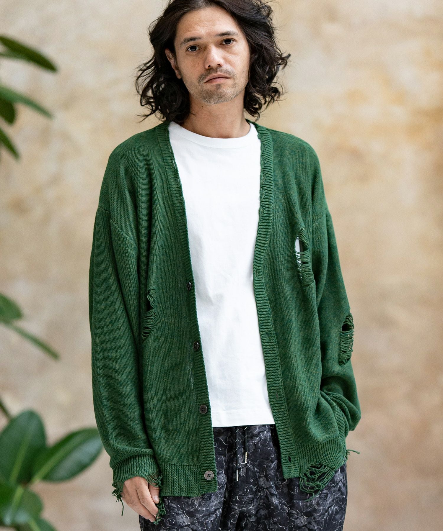 ニットカーディガン 60%OFF【CAMBIO(カンビオ)】メランジダメージカーディガン | CAMBIO