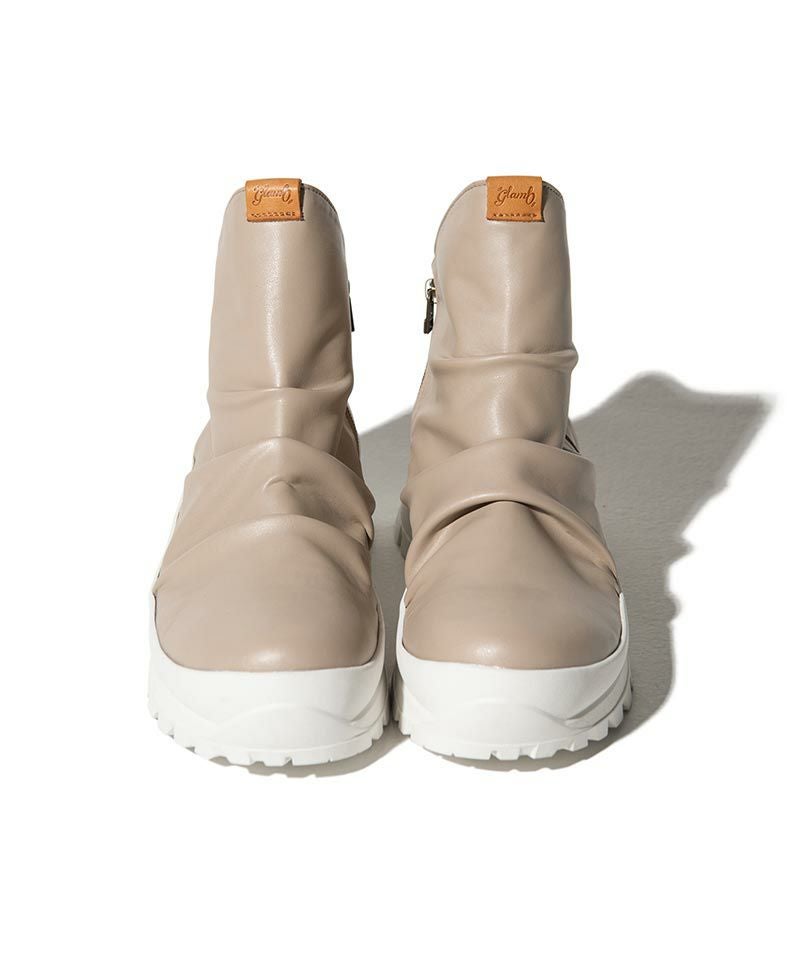 glambグラムサイドジップ　ドレープブーツ　ベージュ　25.5㎝ 30%OFF【glamb(グラム)】Side Zip Drape Boots サイドジップドレープ