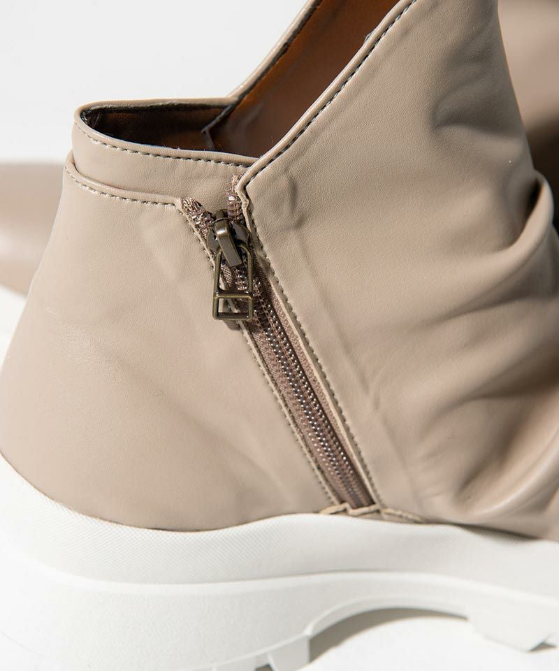 glambグラムサイドジップ　ドレープブーツ　ベージュ　25.5㎝ 30%OFF【glamb(グラム)】Side Zip Drape Boots サイドジップドレープ