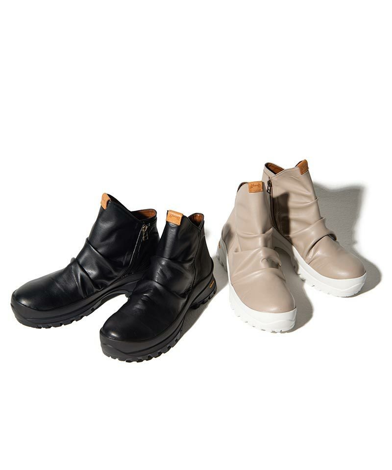 30%OFF【glamb(グラム)】Side Zip Drape Boots サイドジップドレープ
