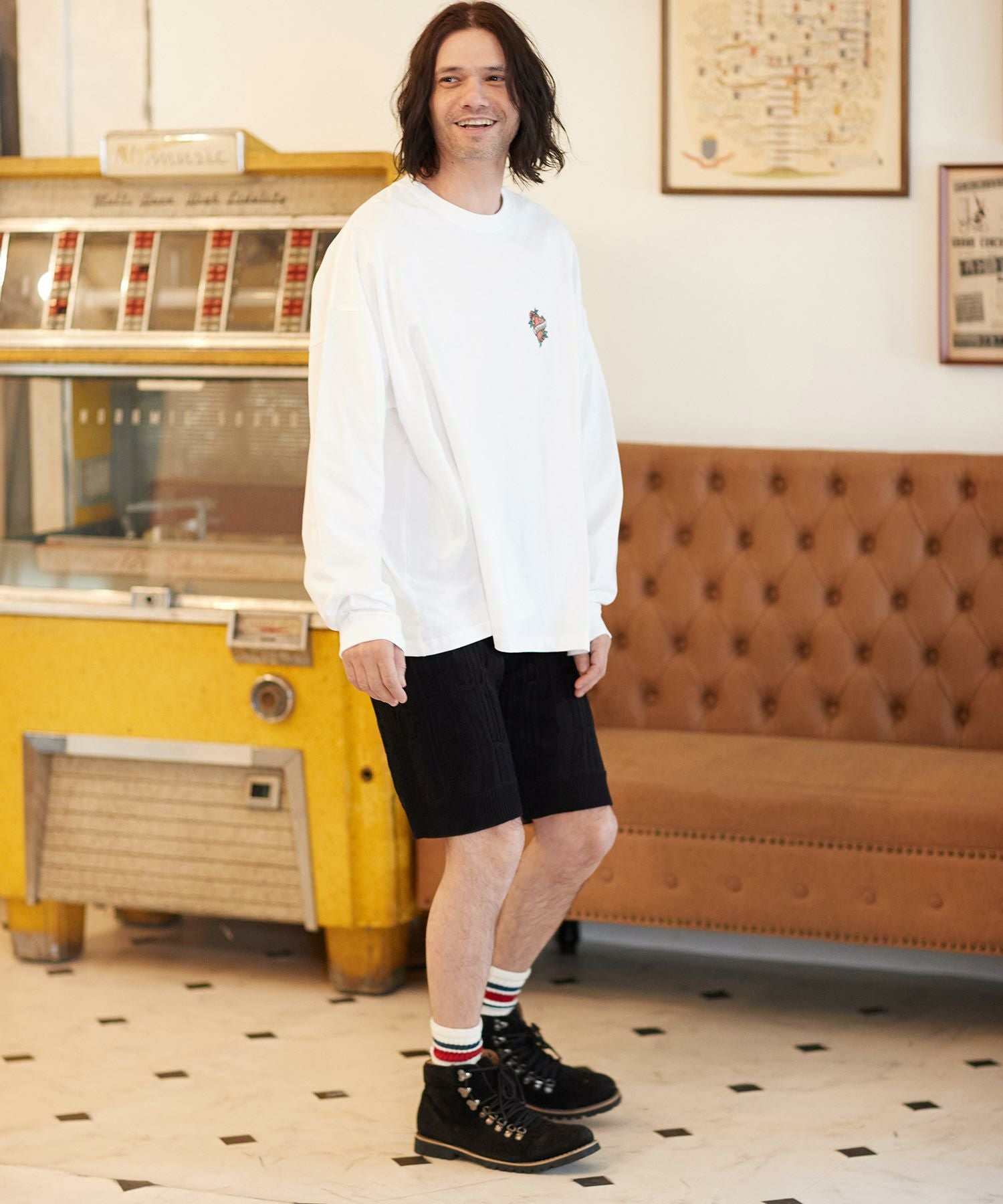 CAMBIO(カンビオ)】アメトラ風タトゥーデザインビッグシルエットロンT