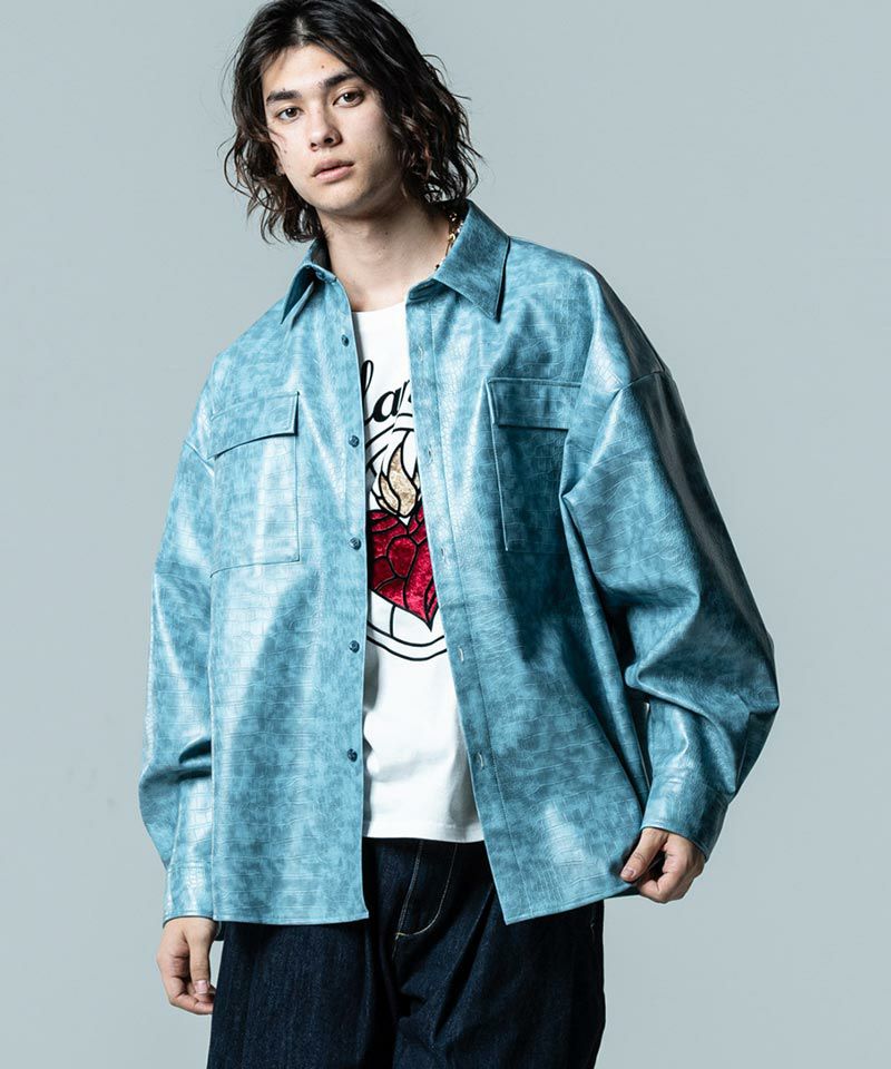 50%OFF【glamb(グラム)】Synth Leather SH シンセレザーシャツ(GB0323