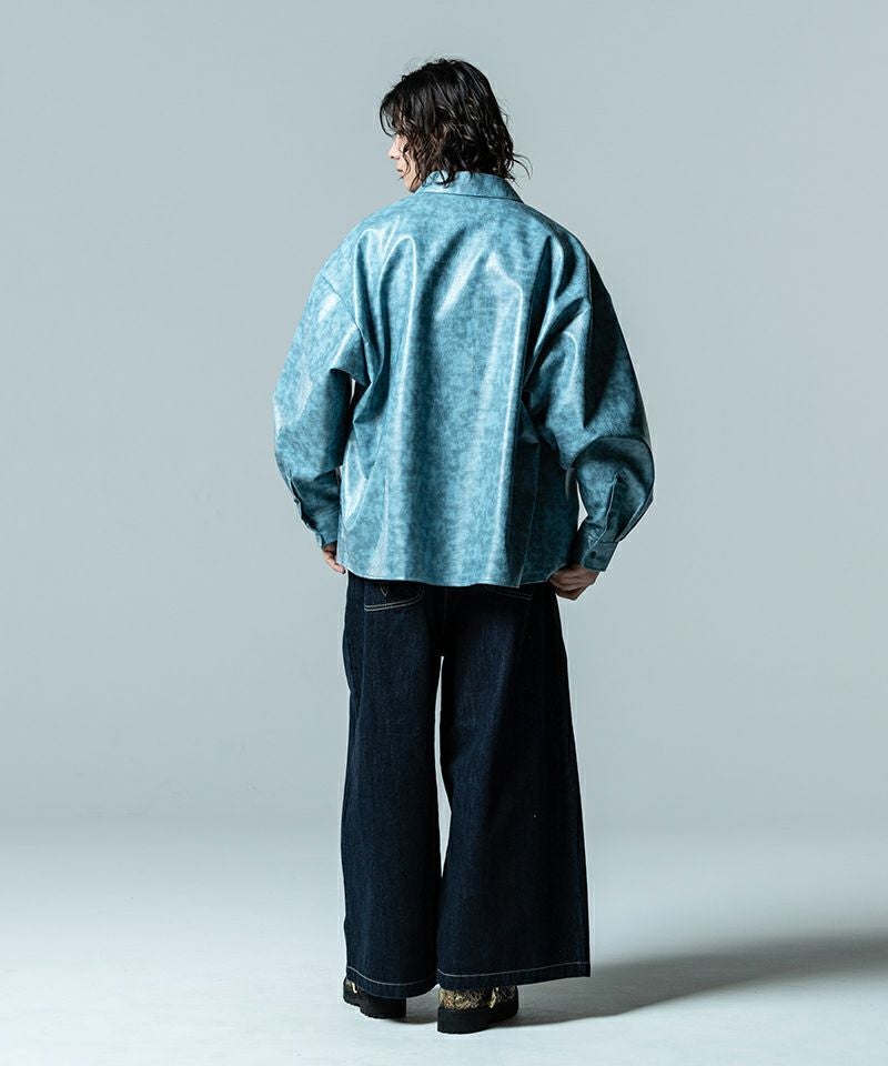 50%OFF【glamb(グラム)】Synth Leather SH シンセレザーシャツ(GB0323