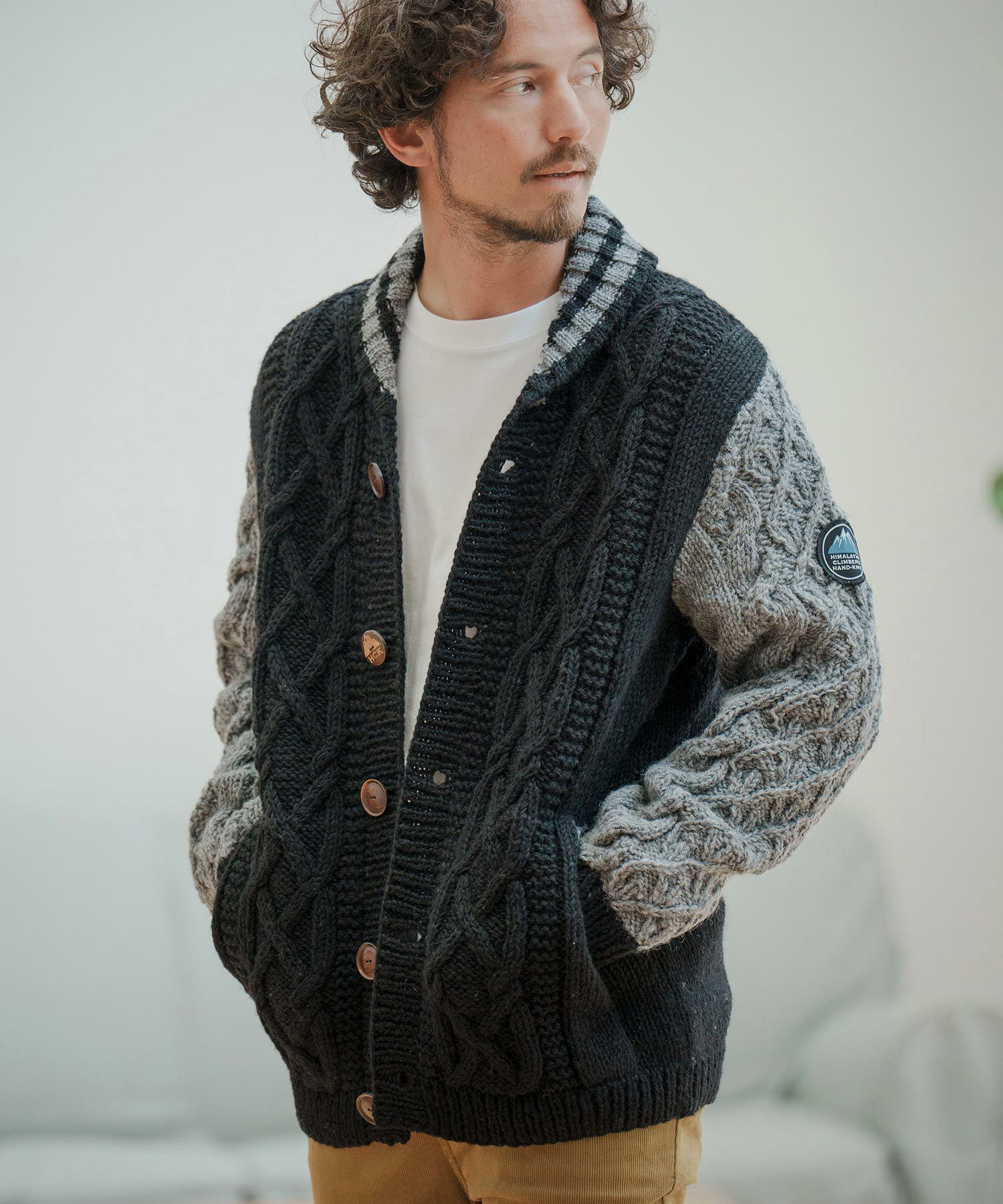 厚手 手編みカーディガン 30%OFF【CAMBIO(カンビオ)】【HIMALAYAN CLIMBERS HAND-KNIT別注