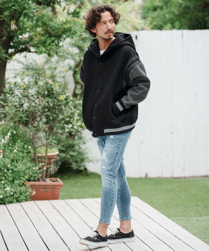 50%OFF【CAMBIO(カンビオ)】Back Brushed Sweat Hooded Studium Jacket 