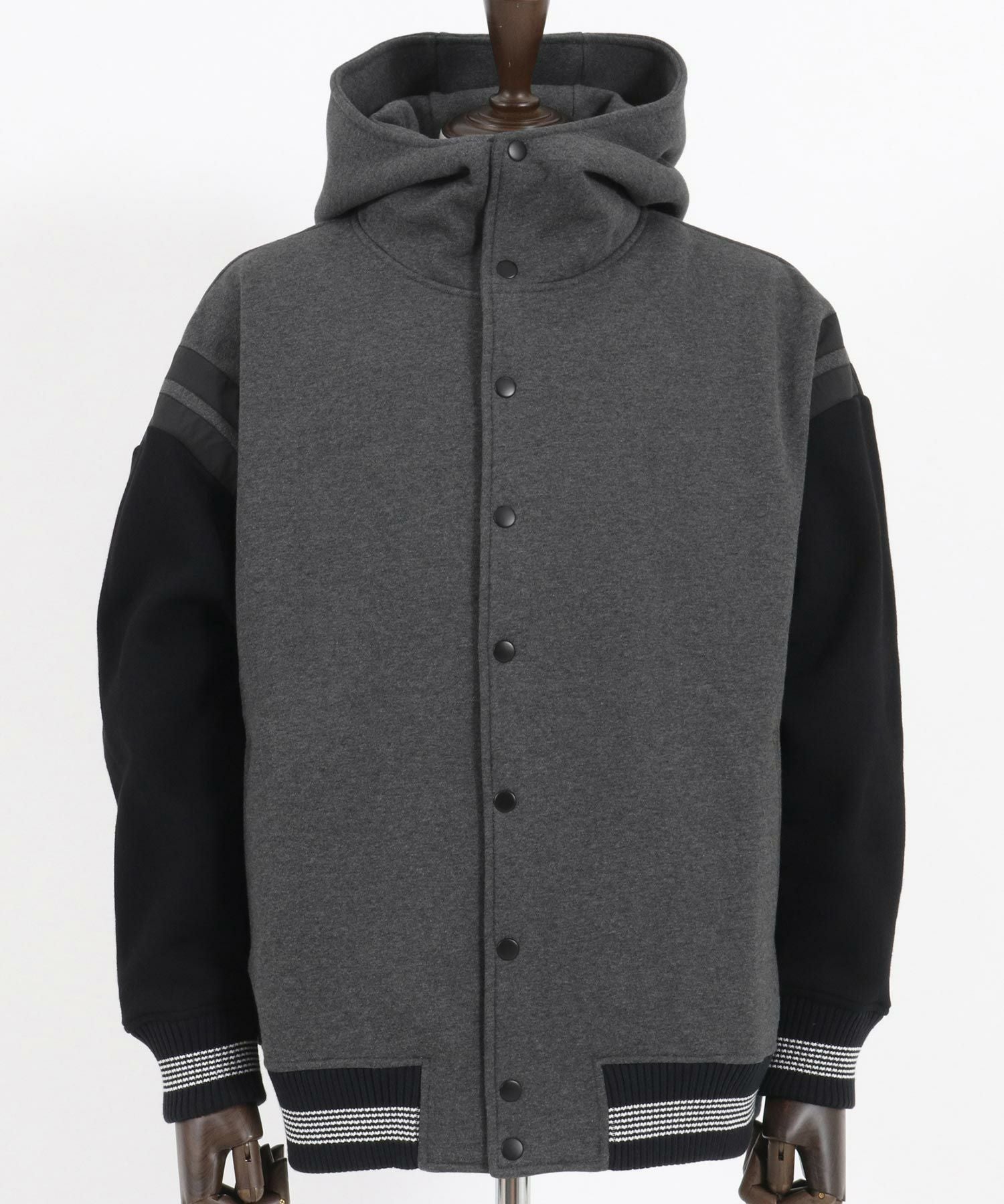 MASSES スタジャン L ブラック/グレー 50%OFF【CAMBIO(カンビオ)】Back Brushed Sweat Hooded Studium Jacket