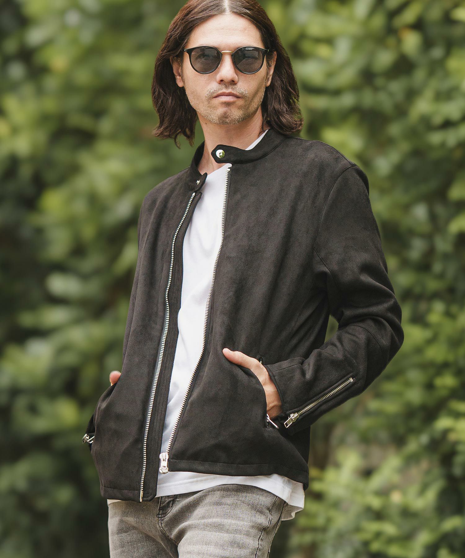 50%OFF【CAMBIO(カンビオ)】フェイクスウェードシングルライダース