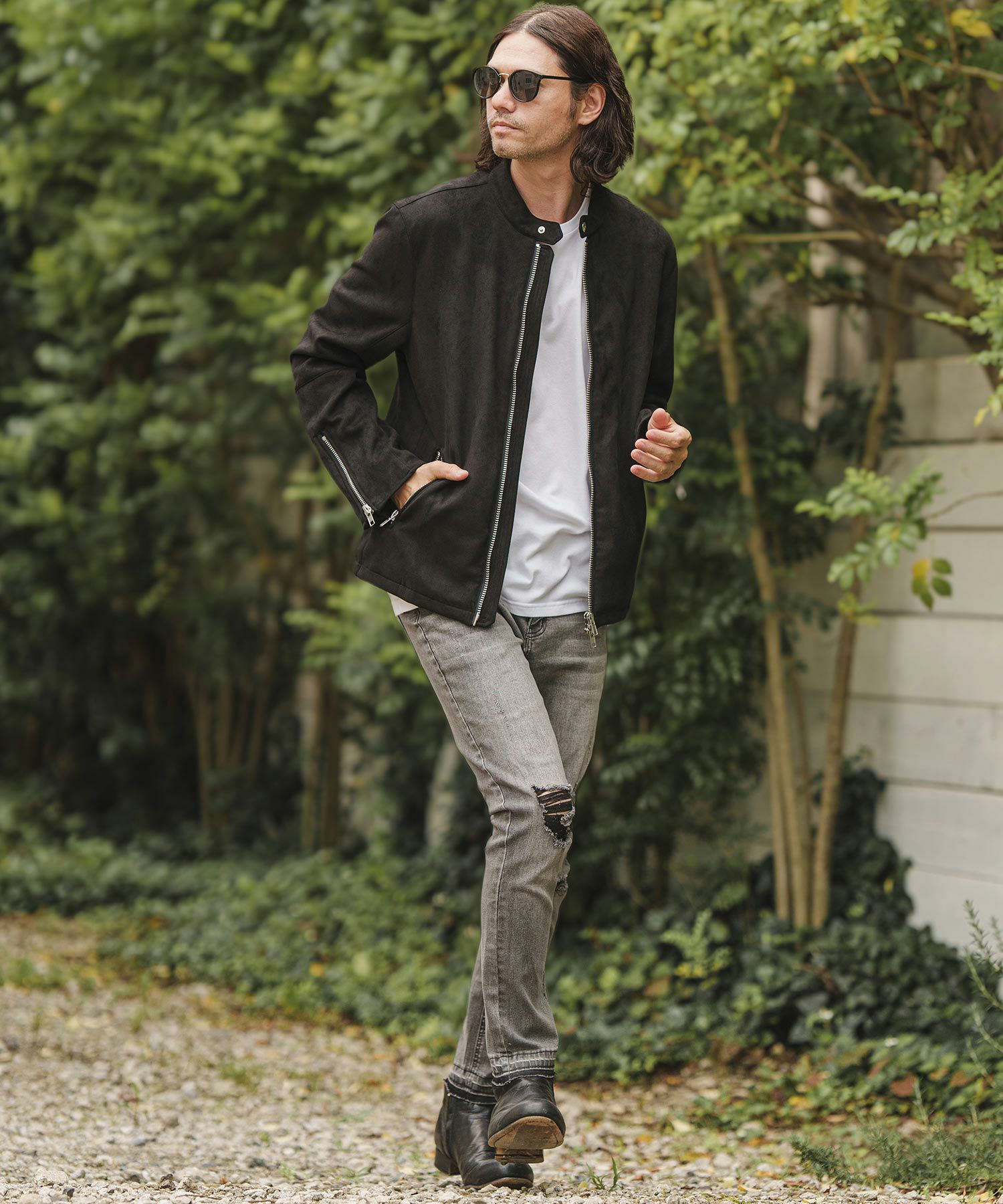 50%OFF【CAMBIO(カンビオ)】フェイクスウェードシングルライダース