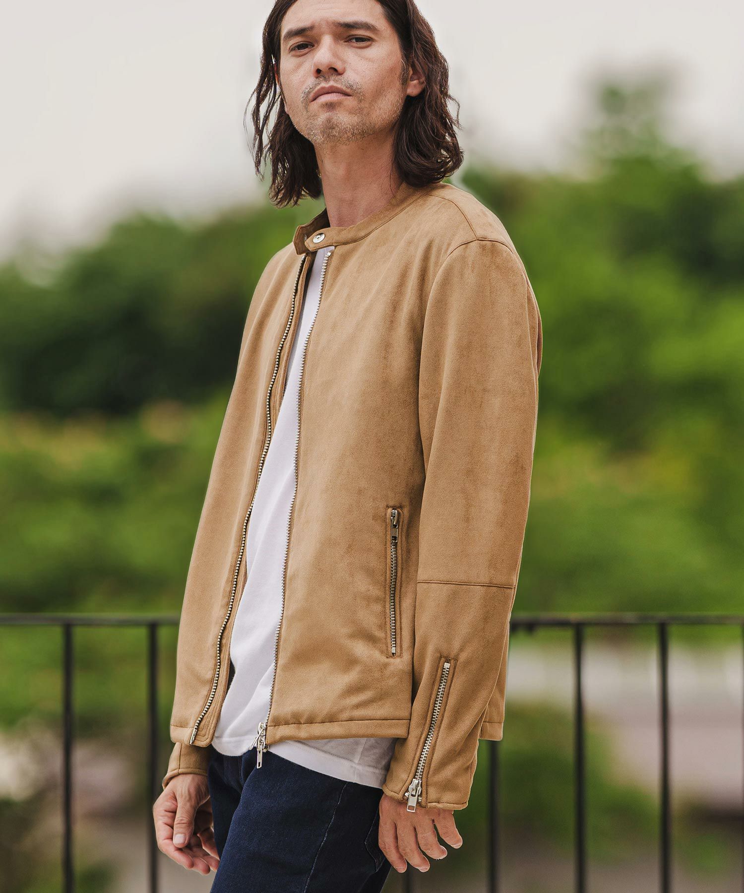 50%OFF【CAMBIO(カンビオ)】フェイクスウェードシングルライダース