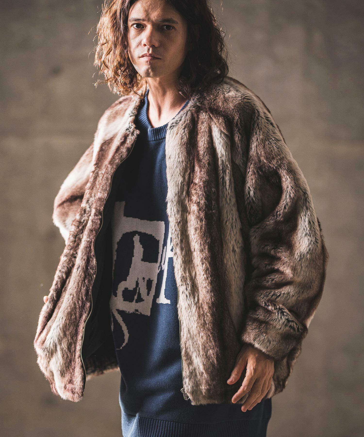 50%OFF【GLIMCLAP(グリムクラップ)】Fake fur collarless design