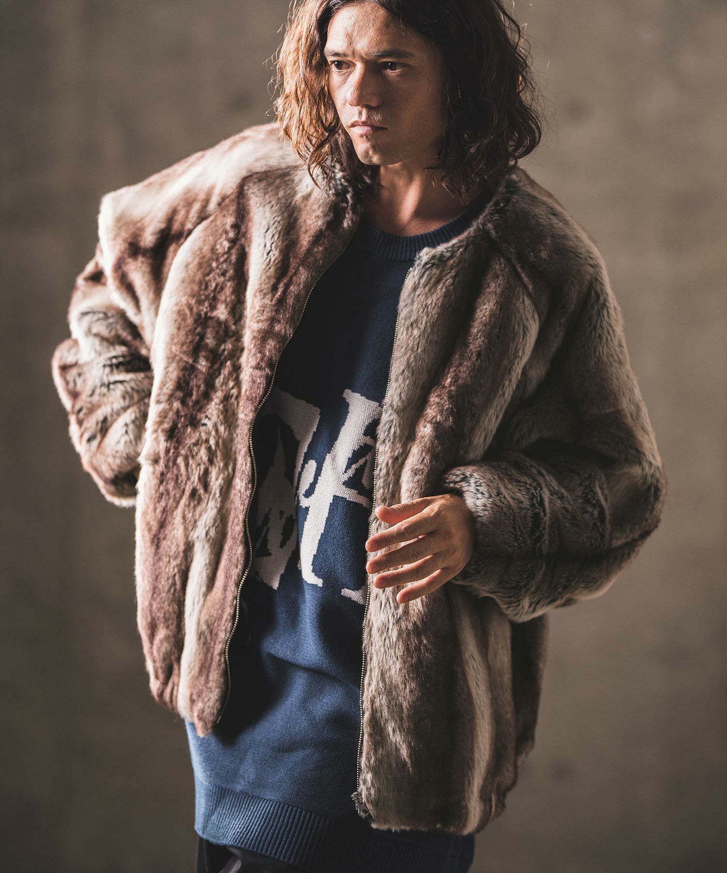 50%OFF【GLIMCLAP(グリムクラップ)】Fake fur collarless design 50%OFF【GLIMCLAP(グリムクラップ)】Fake fur collarless design