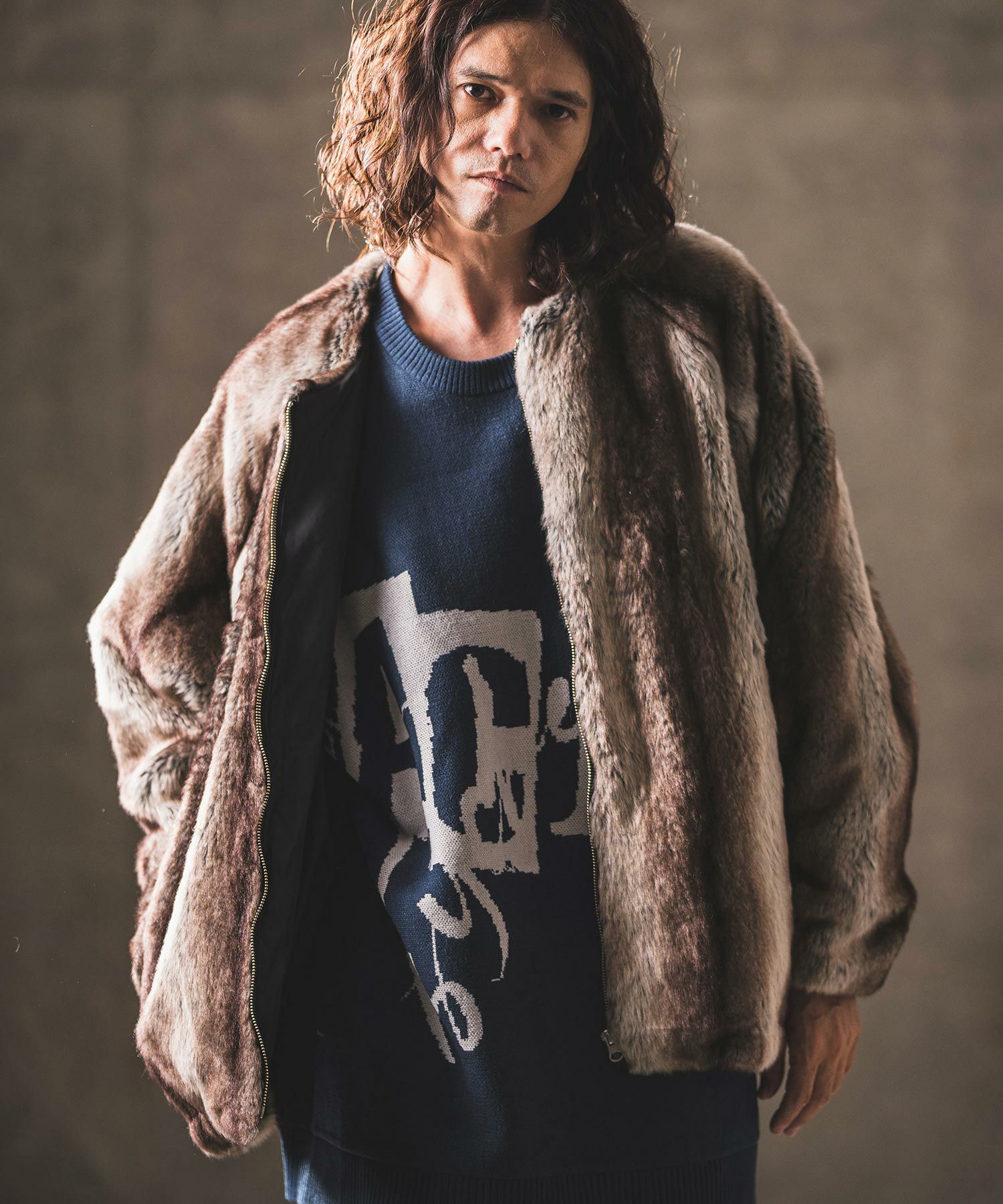 グリムクラップ　ファー　アウター 50%OFF【GLIMCLAP(グリムクラップ)】Fake fur collarless design
