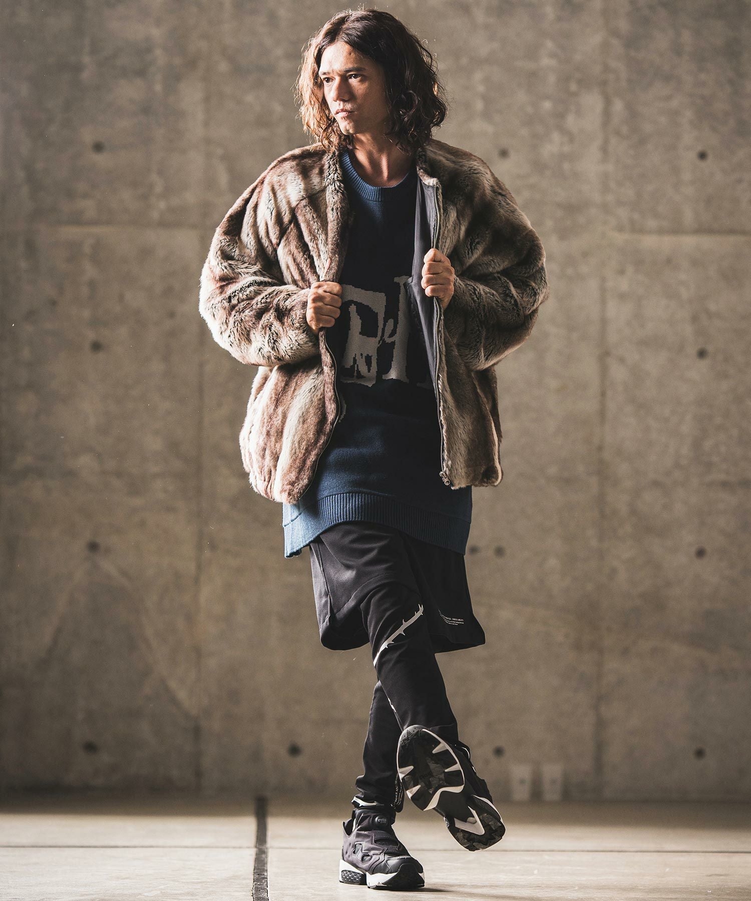 グリムクラップ　ファー　アウター 50%OFF【GLIMCLAP(グリムクラップ)】Fake fur collarless design