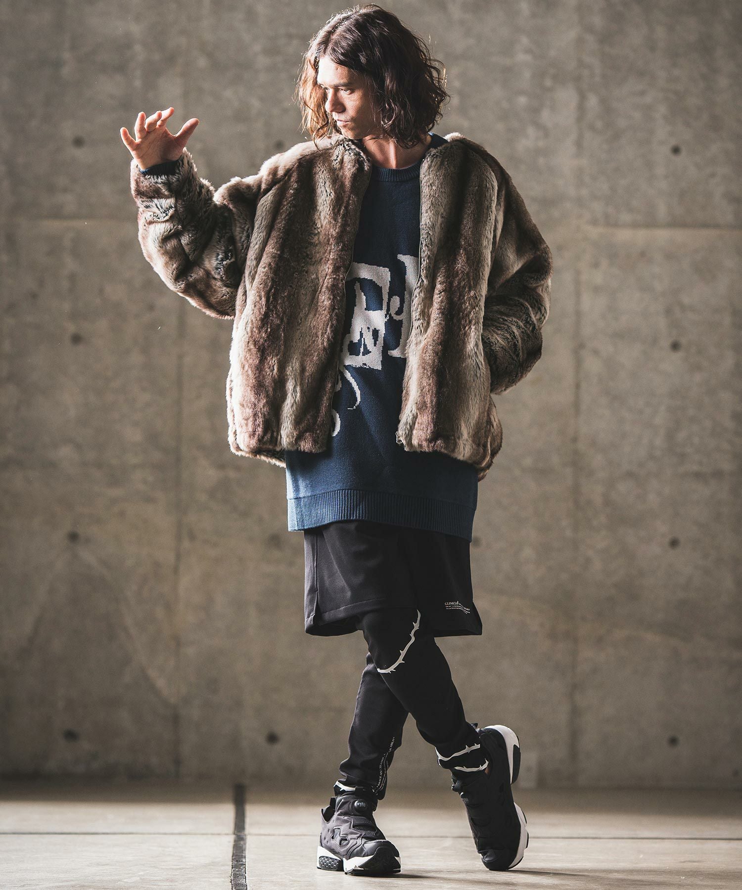 50%OFF【GLIMCLAP(グリムクラップ)】Fake fur collarless design