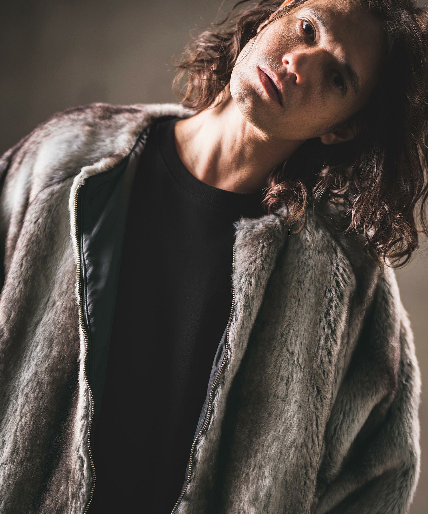50%OFF【GLIMCLAP(グリムクラップ)】Fake fur collarless design