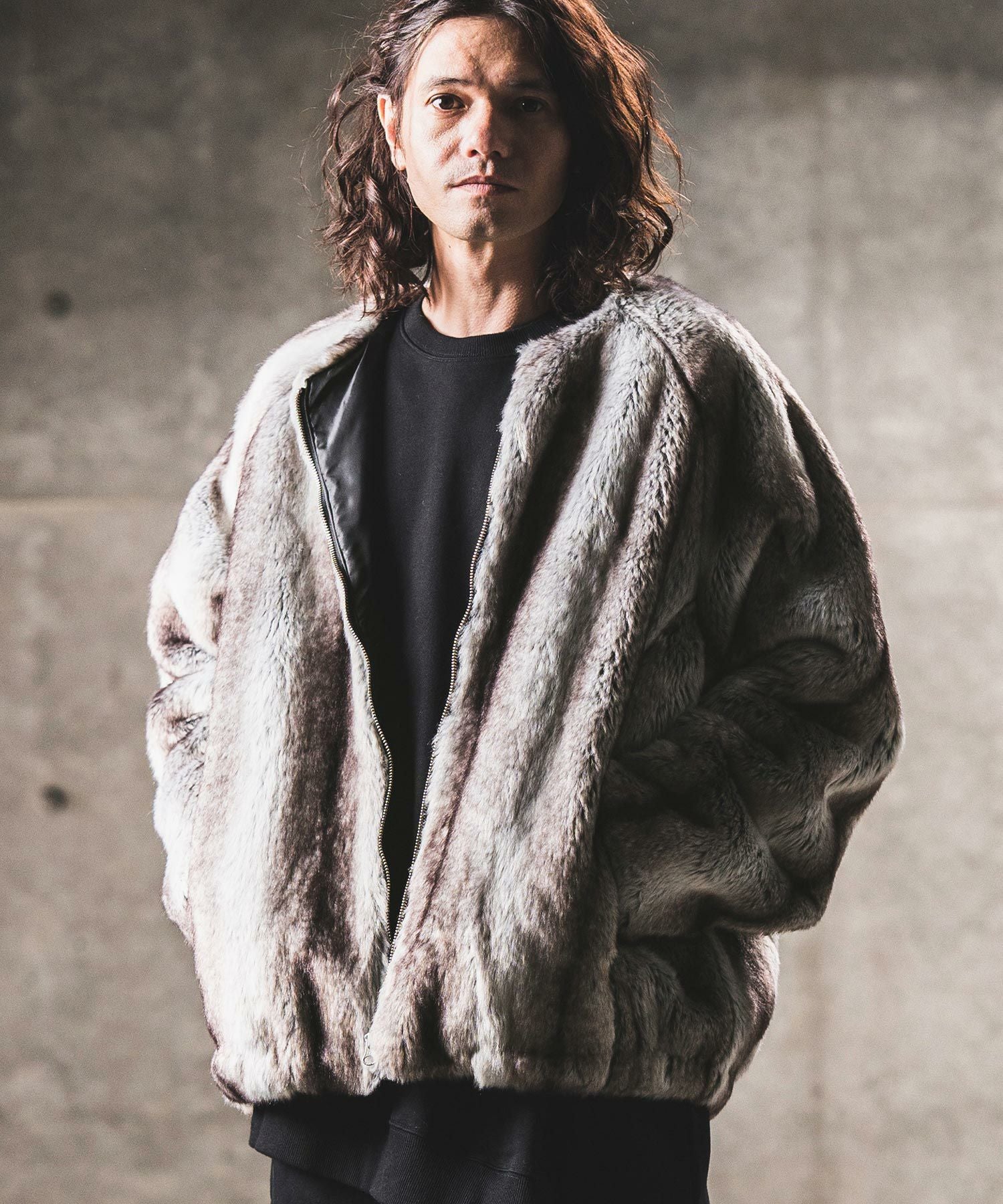 50%OFF【GLIMCLAP(グリムクラップ)】Fake fur collarless design