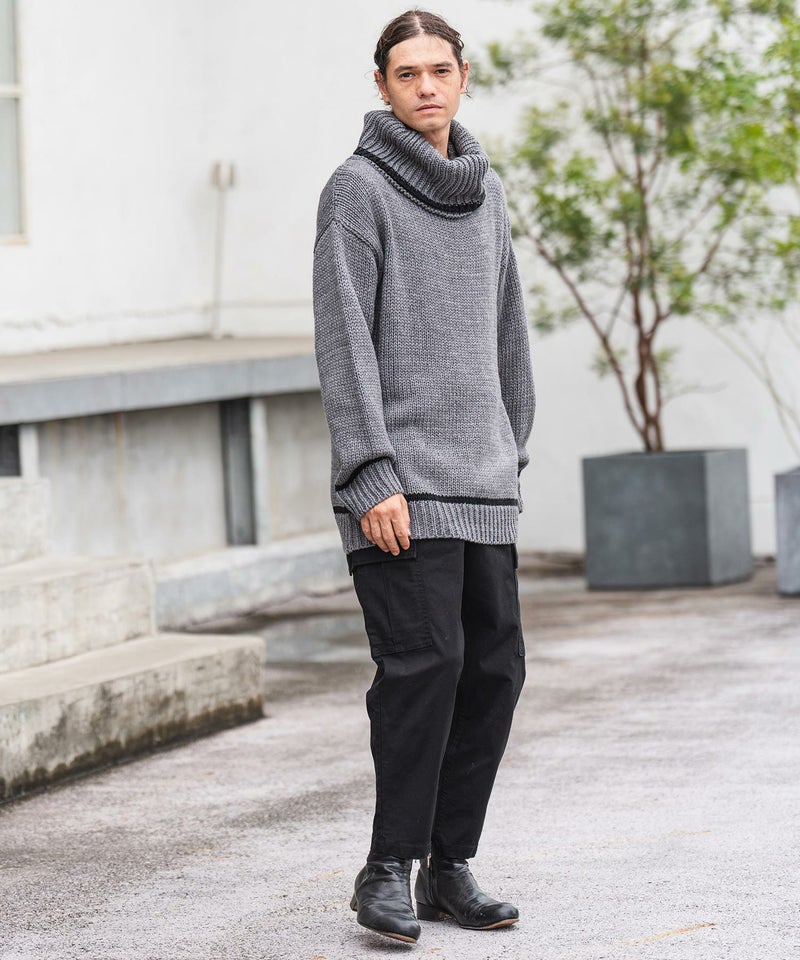 50%OFF【CAMBIO(カンビオ)】ボリュームネックライン配色ニット(CMB 