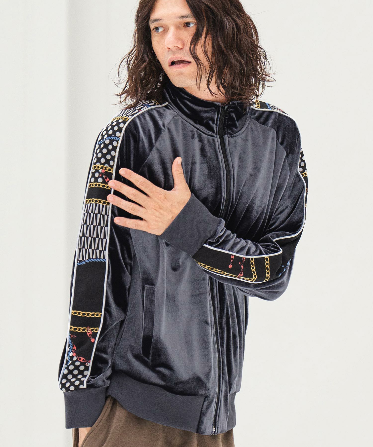 60%OFF【CAMBIO(カンビオ)】ベロア柄ライントラックジャケット(CMB