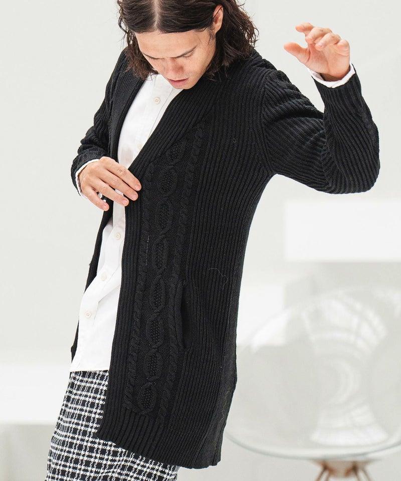70%OFF【CAMBIO(カンビオ)】ショールカラーケーブルロングガウン 