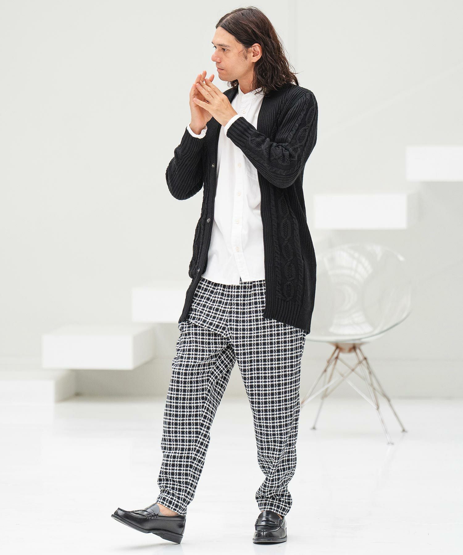70%OFF【CAMBIO(カンビオ)】ショールカラーケーブルロングガウン