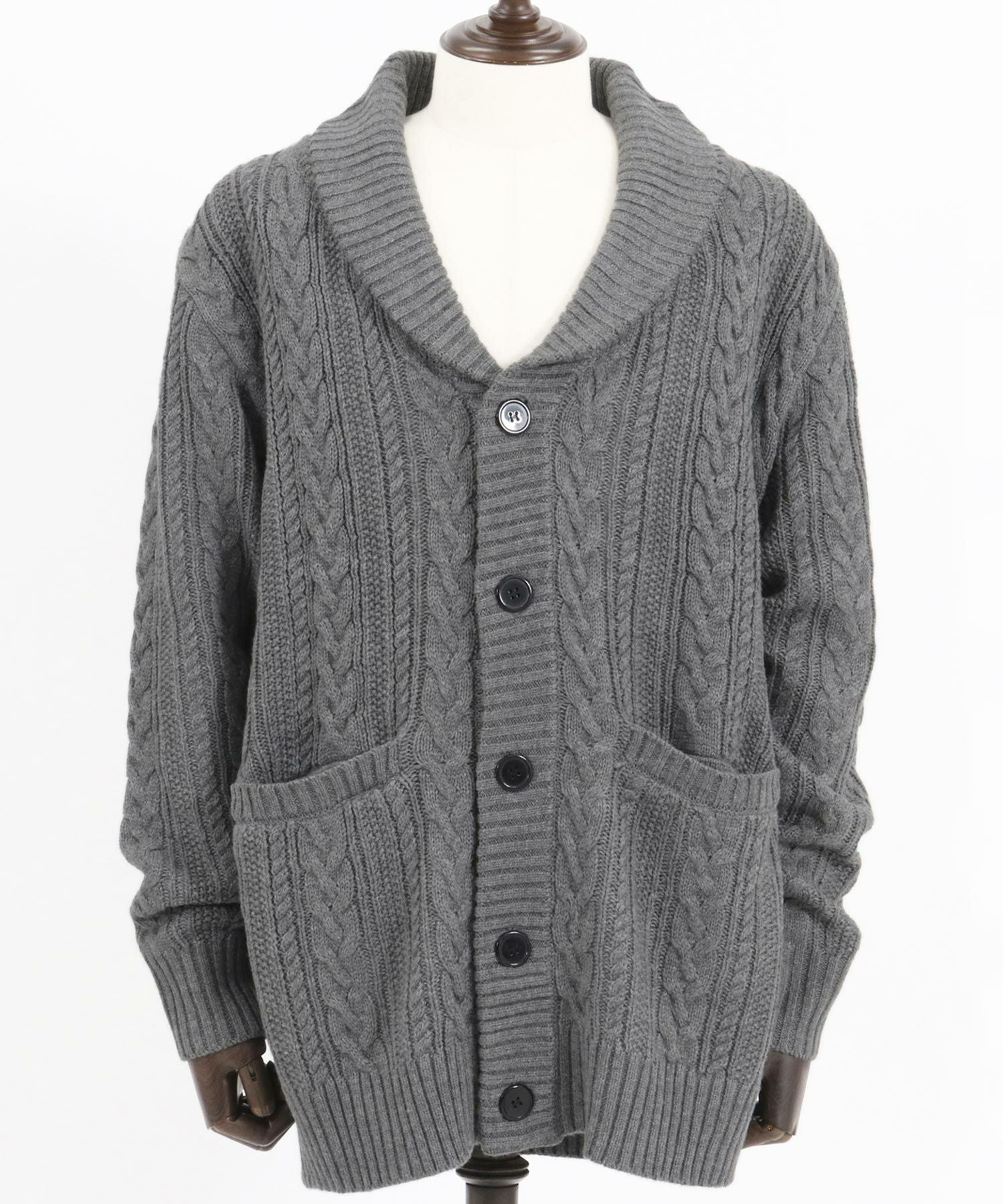50%OFF【CAMBIO(カンビオ)】ショールカラーケーブルカーディガン(CMB