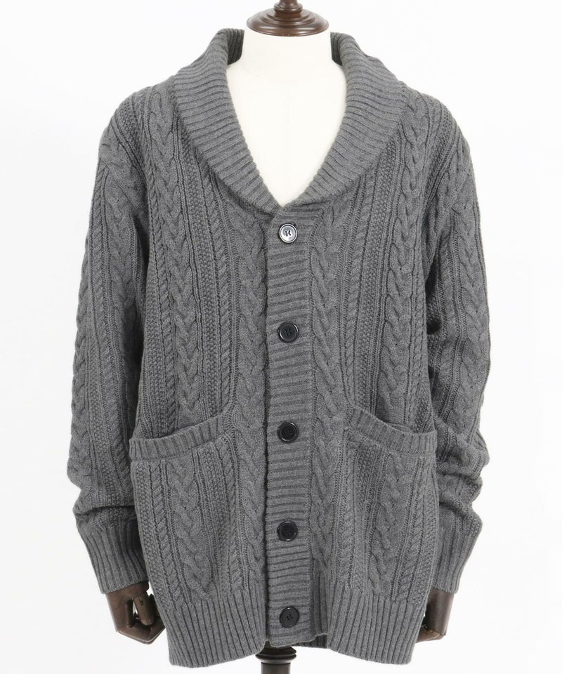 50%OFF【CAMBIO(カンビオ)】ショールカラーケーブルカーディガン(CMB 