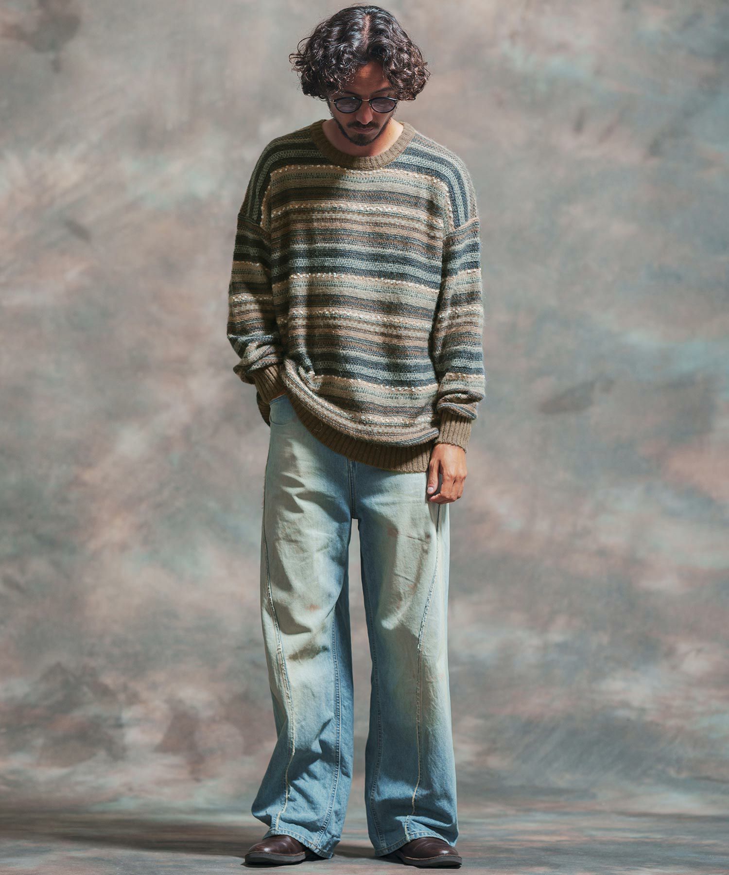 60%OFF【Jih Nunc(ジーヌンク)】ジャガードボーダーニットプルオーバー