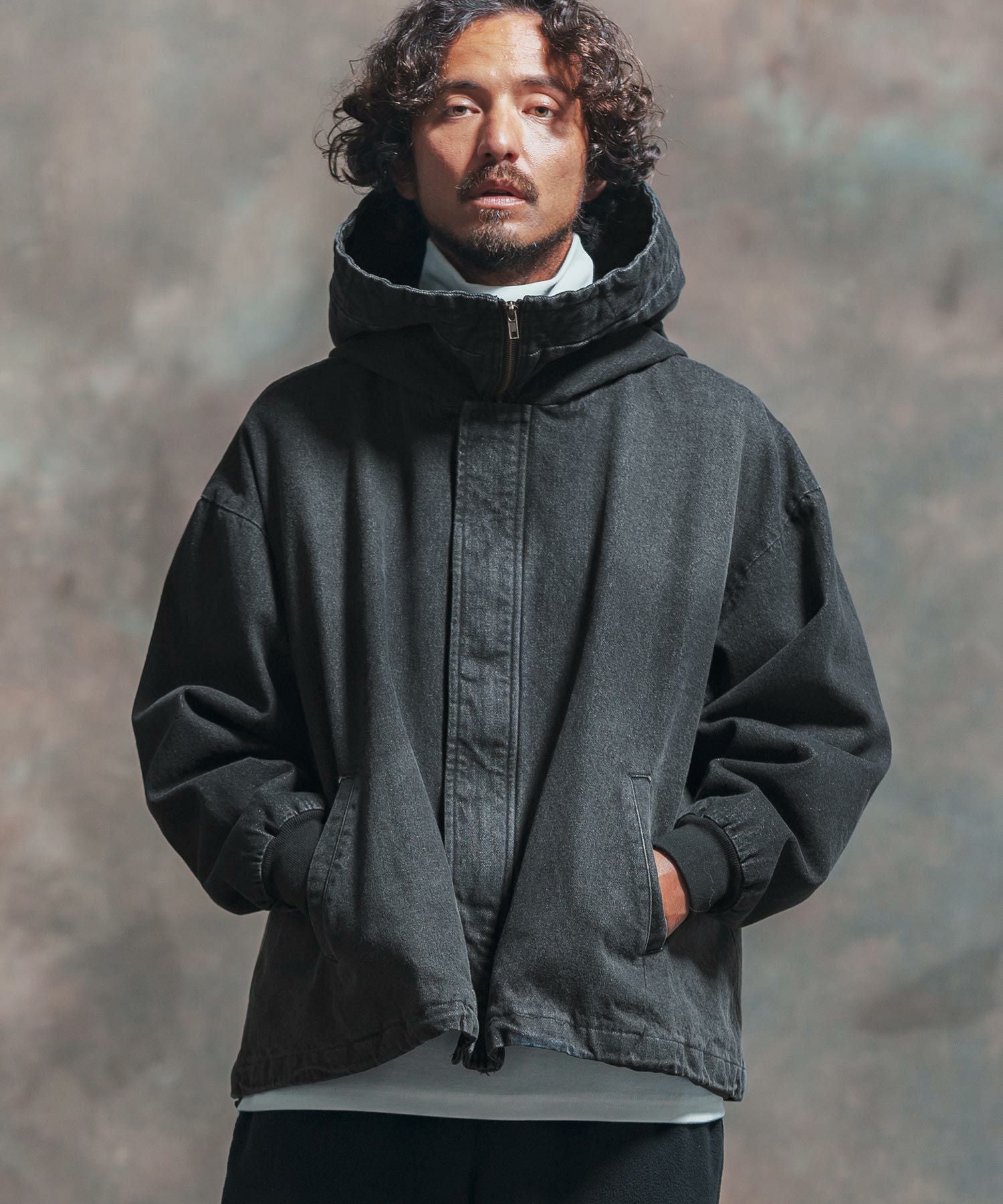 50%OFF【Jih Nunc(ジーヌンク)】ビッグフードデニムブルゾン(JIH-R1009